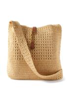 Saint Laurent - Ysl-plaque Faux-raffia Crochet Tote Bag - Womens - Cream