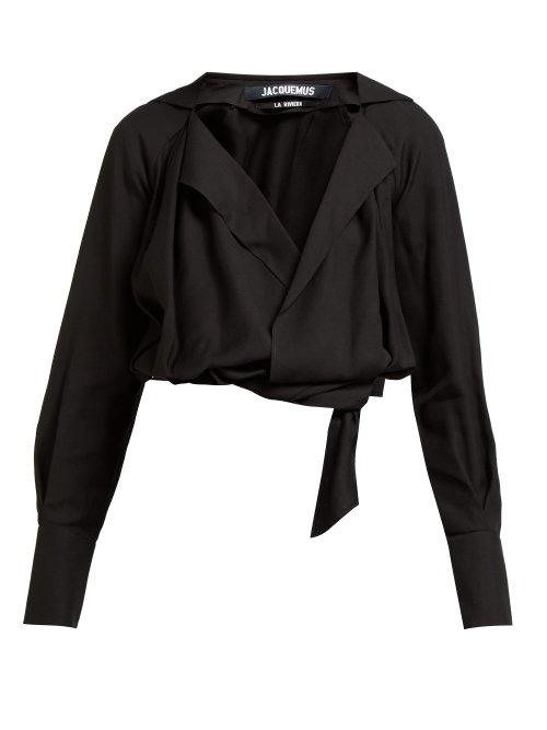 Matchesfashion.com Jacquemus - Figari Embroidered Cropped Shirt - Womens - Black
