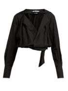 Matchesfashion.com Jacquemus - Figari Embroidered Cropped Shirt - Womens - Black