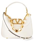 Valentino Garavani - Stud Sign V-logo Leather Shoulder Bag - Womens - White