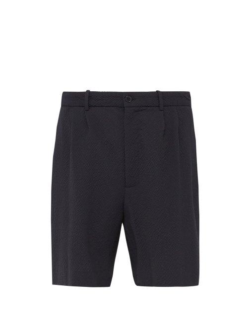 Matchesfashion.com Raey - Seersucker Stretch Wool Shorts - Mens - Navy