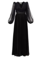 Matchesfashion.com Givenchy - Plumetis-tulle Balloon-sleeve Pliss Silk Gown - Womens - Black