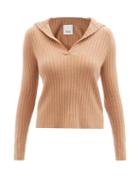 Allude - Open-neck Rib-knit Cashmere Sweater - Womens - Camel