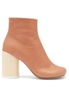 Matchesfashion.com Mm6 Maison Margiela - Stivaletto Block-heel Leather Ankle Boots - Womens - Tan
