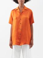 Delos - Otto Silk-satin Short-sleeved Shirt - Womens - Rust