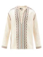 Matchesfashion.com Isabel Marant - Ikariah Notch-neck Embroidered Cotton-calico Shirt - Mens - Cream