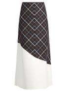 A.w.a.k.e. A-line Wave-panel Cotton-blend Plaid Skirt