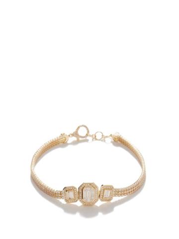 Shay - Illusion Thread Diamond & 18kt Gold Bracelet - Womens - Yellow Gold