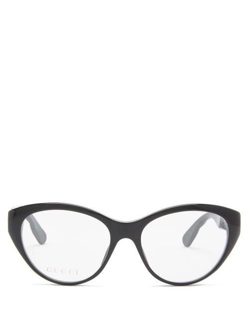Matchesfashion.com Gucci - Gg-logo Plaque Cat-eye Acetate Glasses - Womens - Black