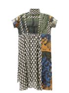 Biyan - Lake Montage-print Silk-blend Faille Midi Dress - Womens - Navy Multi