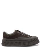 Ladies Shoes Jil Sander - Ribbed-sole Leather Trainers - Womens - Black
