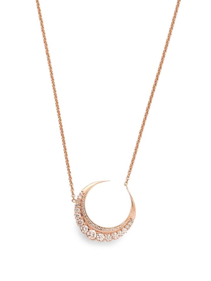Jacquie Aiche Diamond And Rose-gold Crescent Moon Necklace