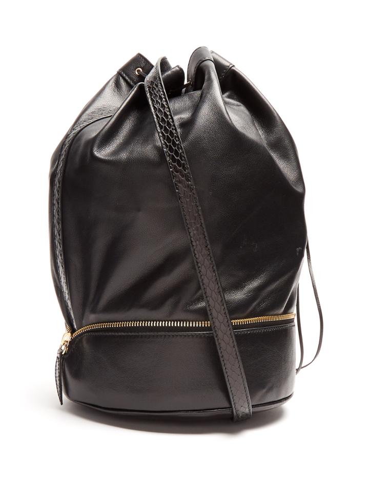 F.e.v. By Francesca E. Versace Almond Self-stowing Leather Bucket Bag