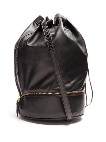 F.e.v. By Francesca E. Versace Almond Self-stowing Leather Bucket Bag