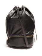 F.e.v. By Francesca E. Versace Almond Self-stowing Leather Bucket Bag