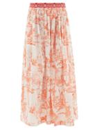 Ladies Beachwear Le Sirenuse, Positano - New Jane Tarocchi-print Cotton Maxi Skirt - Womens - Orange