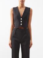 Alessandra Rich - Jewel-button Wool-blend Waistcoat - Womens - Black Silver
