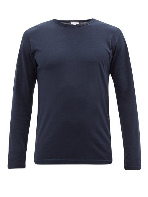 Sunspel - Cotton-blend Jersey Long-sleeved Pyjama Top - Mens - Navy