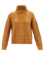Nili Lotan - Gigi Roll-neck Cabled Cashmere Sweater - Womens - Dark Tan