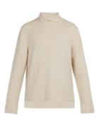 Matchesfashion.com Deveaux - Slit Collar Cashmere Blend Sweater - Mens - Beige