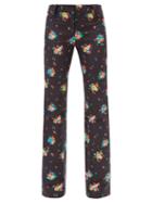 Matchesfashion.com Paco Rabanne - Floral-print Cotton-blend Flared Trousers - Womens - Black Print