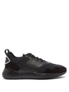 Matchesfashion.com Buscemi - Ventura Low Top Leather And Knit Trainers - Mens - Black