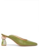 Matchesfashion.com Jacquemus - Maceio Embellished-heel Leather Mules - Womens - Green