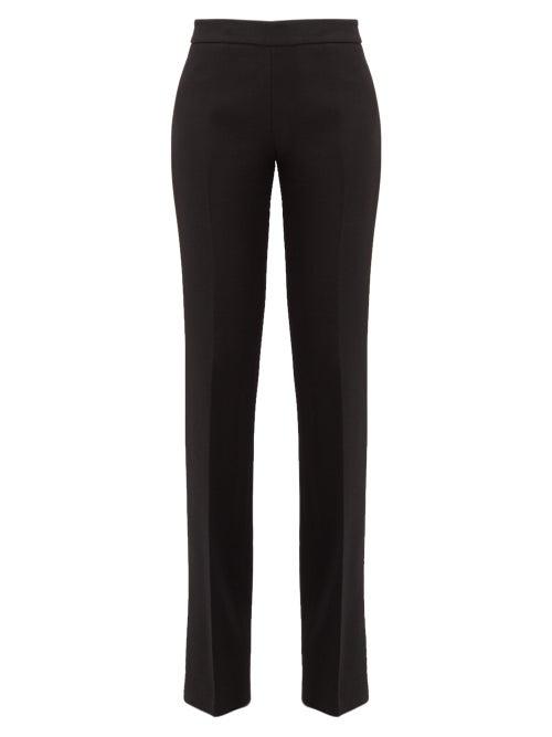 Matchesfashion.com Giambattista Valli - Mid Rise Wool Crepe Trousers - Womens - Black