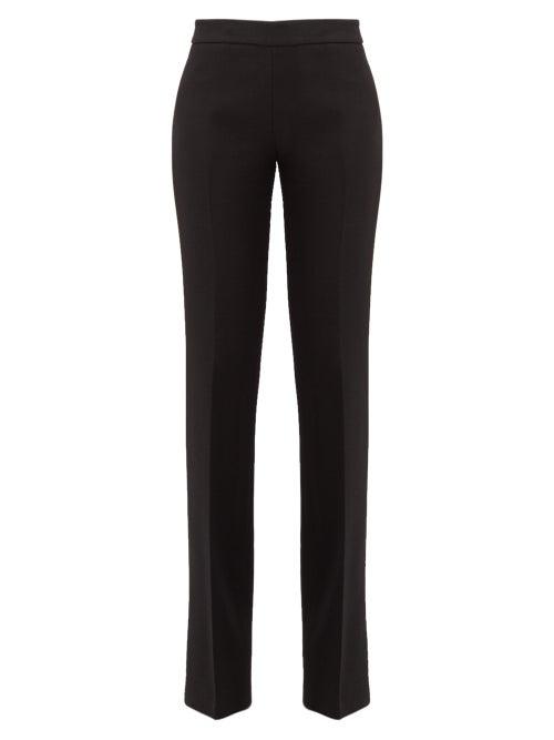 Matchesfashion.com Giambattista Valli - Mid Rise Wool Crepe Trousers - Womens - Black