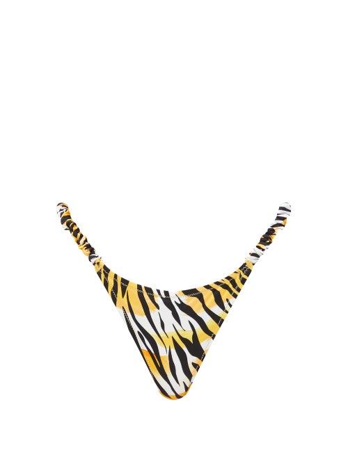 Matchesfashion.com Reina Olga - Tiger-print Brazilian Bikini Briefs - Womens - White Print