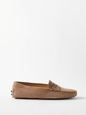 Tod's - Gommino Suede Loafers - Womens - Beige