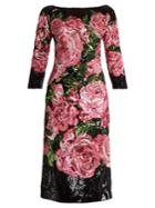 Dolce & Gabbana Rose Sequin-embellished Crepe Midi Dress