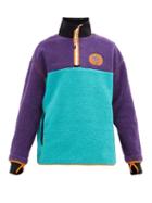 Matchesfashion.com Eye/loewe/nature - Colour-block Half-zip Fleece Jacket - Mens - Light Blue