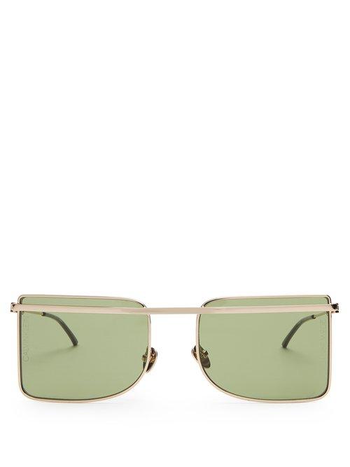 Matchesfashion.com Calvin Klein 205w39nyc - D Frame Metal Sunglasses - Mens - Gold Multi