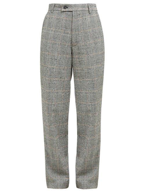 Matchesfashion.com Aries - Prince Of Wales Check Cotton Blend Boucl Trousers - Womens - Grey