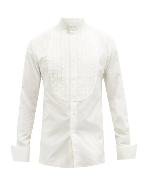 Mens Rtw Sbline - Bunny Pleated-plastron Cotton-poplin Tuxedo Shirt - Mens - Cream