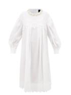 Simone Rocha - Broderie Anglaise-trimmed Poplin Dress - Womens - White