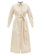 Matchesfashion.com Thierry Colson - Wilda Belted Cotton-poplin Shirt Dress - Womens - Beige