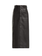 Matchesfashion.com Balenciaga - Slit Hem Leather Pencil Skirt - Womens - Black
