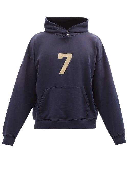 Fear Of God - 7 Flocked Cotton-jersey Hooded Sweatshirt - Mens - Navy