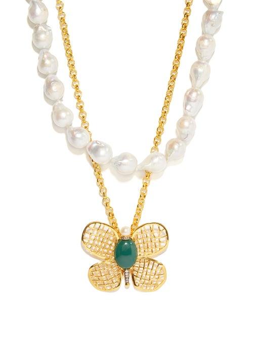 Begum Khan - Magic Butterfly Pearl & 24kt Gold-plated Necklace - Womens - Gold