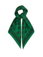 Alexander Mcqueen - Skull-print Silk-twill Scarf - Womens - Green Multi