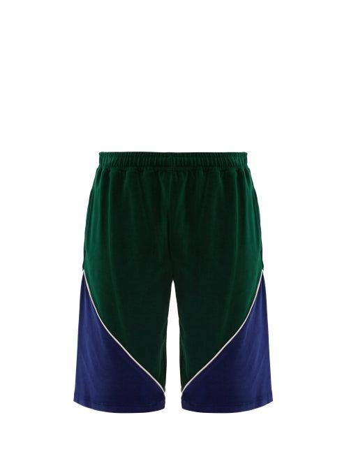 Matchesfashion.com Gucci - Piped Velvet Shorts - Mens - Green Multi