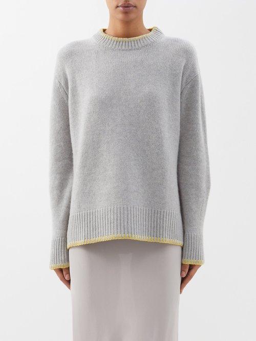 Lisa Yang - Agatha Whipstitch Cashmere Sweater - Womens - Yellow Grey