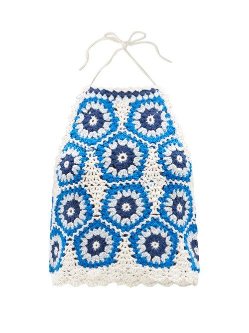 Sea - Hayden Crochet Wool-blend Tank Top - Womens - Blue Multi