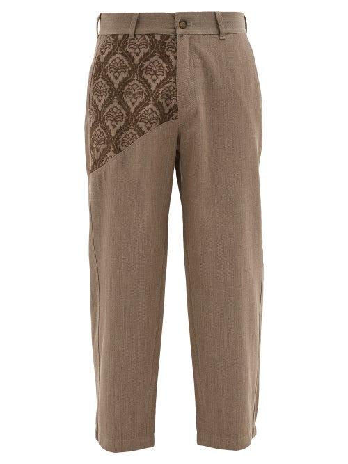 Matchesfashion.com Adish - Embroidered Wool-twill Trousers - Mens - Brown