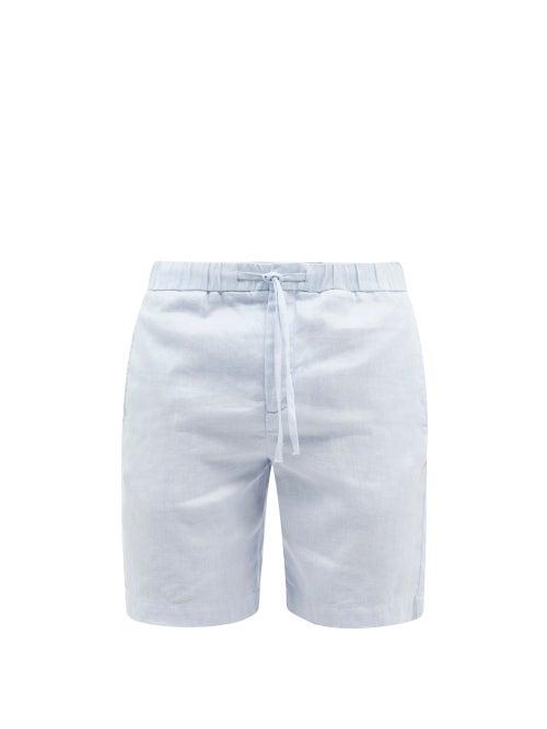 Mens Rtw Frescobol Carioca - Drawstring-waist Linen-blend Shorts - Mens - Light Blue