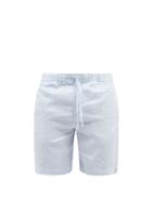 Mens Rtw Frescobol Carioca - Drawstring-waist Linen-blend Shorts - Mens - Light Blue