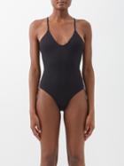 Casa Raki - Julia Crossover-back Textured Swimsuit - Womens - Black