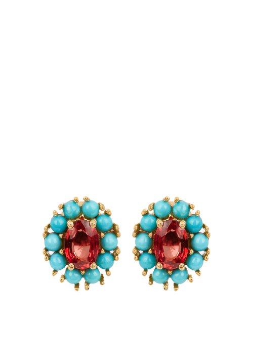 Matchesfashion.com Ileana Makri - Sapphire, Turquoise & Yellow Gold Earrings - Womens - Yellow Gold
